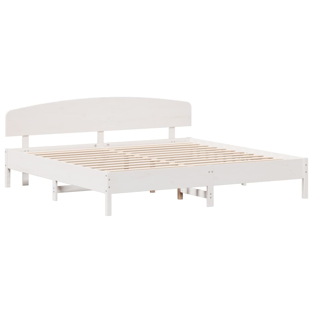 Cadre de lit sans matelas blanc 200x200 cm bois massif de pin