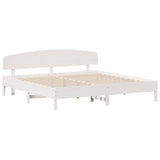 Cadre de lit sans matelas blanc 200x200 cm bois massif de pin