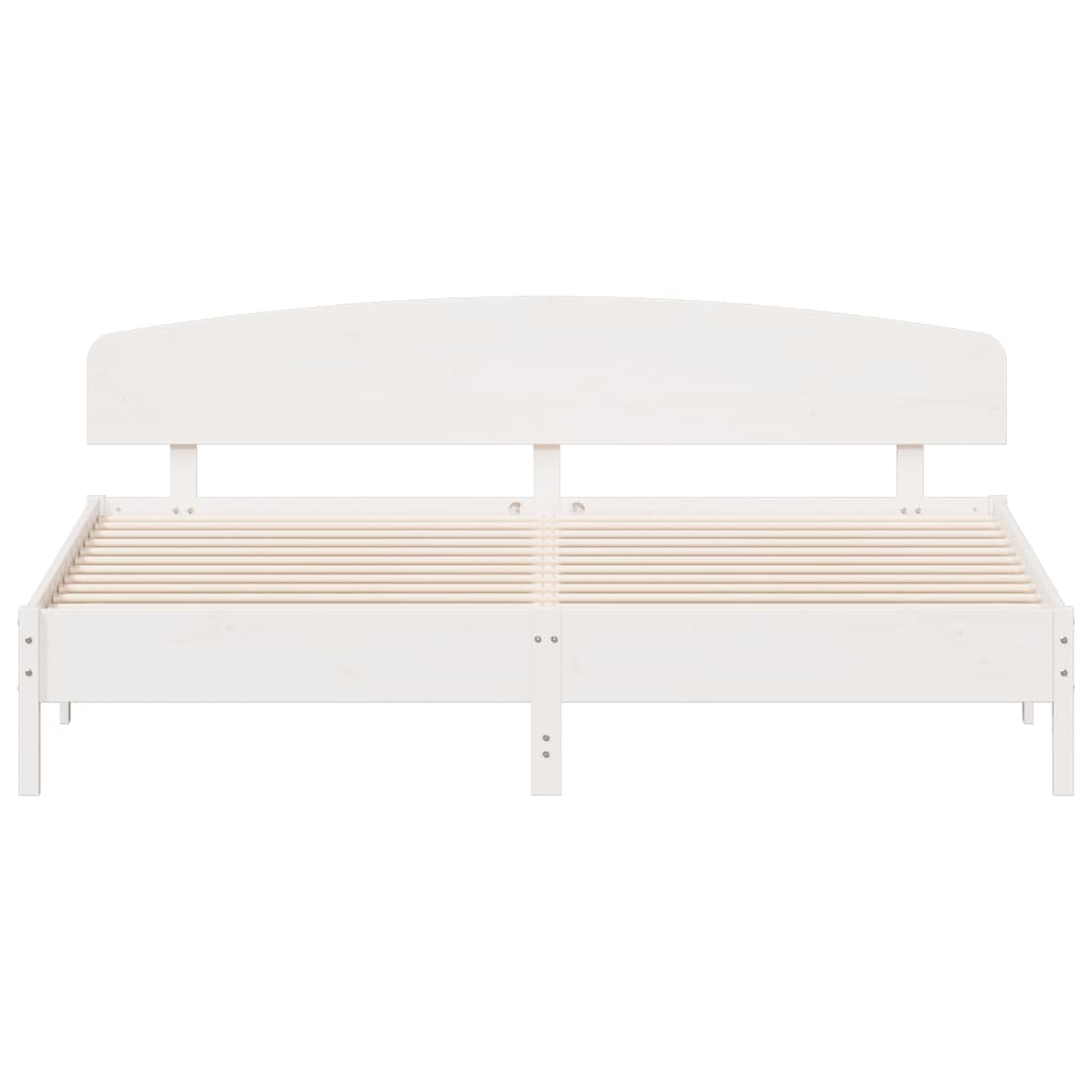 Cadre de lit sans matelas blanc 200x200 cm bois massif de pin