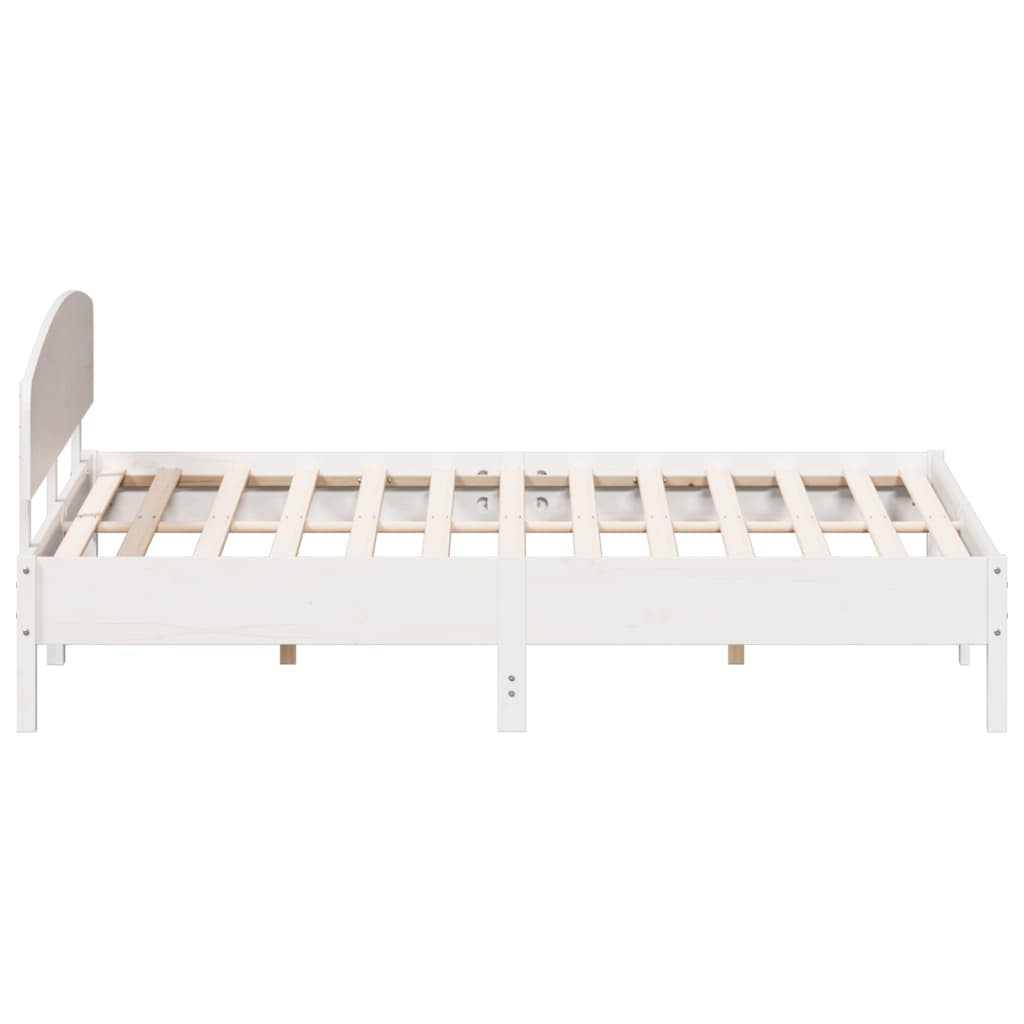 Cadre de lit sans matelas blanc 200x200 cm bois massif de pin