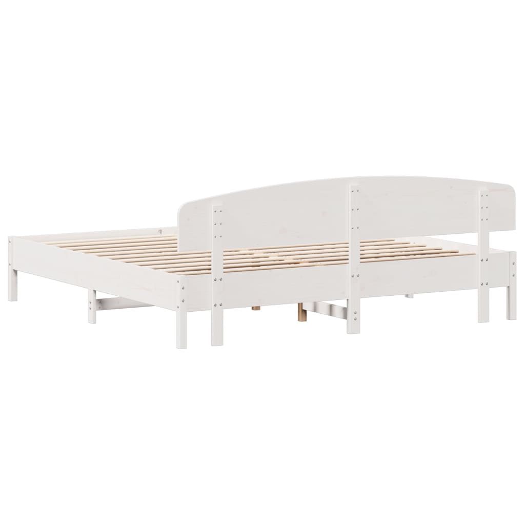 Cadre de lit sans matelas blanc 200x200 cm bois massif de pin