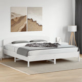 Cadre de lit sans matelas blanc 200x200 cm bois massif de pin