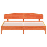 Bed frame without mattress brown wax 200x200cm solid pine wood