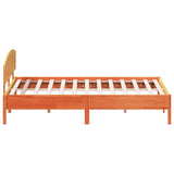 Bed frame without mattress brown wax 200x200cm solid pine wood