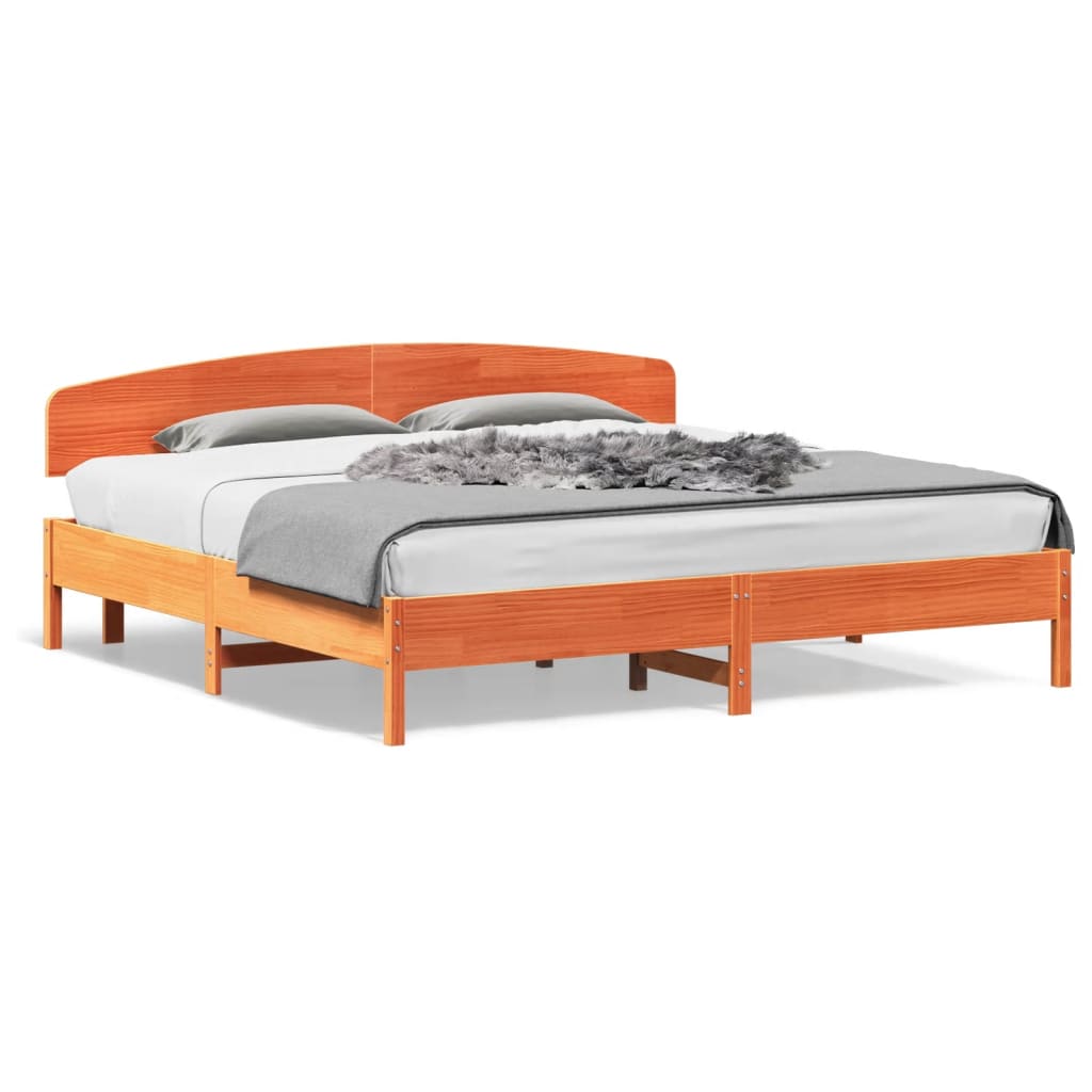 Cadre de lit sans matelas cire marron 180x200cm bois pin massif