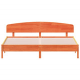 Bed frame without mattress brown wax 180x200cm solid pine wood