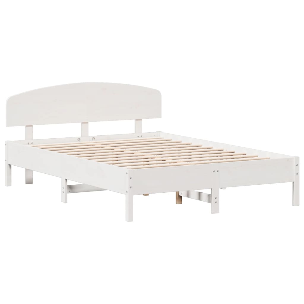 Bed frame without mattress white 160x200 cm solid pine wood