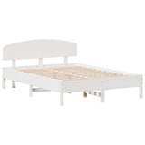 Bed frame without mattress white 160x200 cm solid pine wood