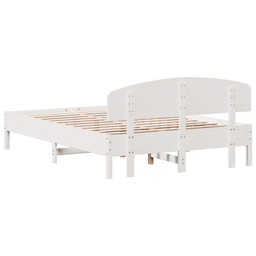 Bed frame without mattress white 160x200 cm solid pine wood