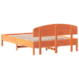 Bed frame without mattress brown wax 160x200cm solid pine wood