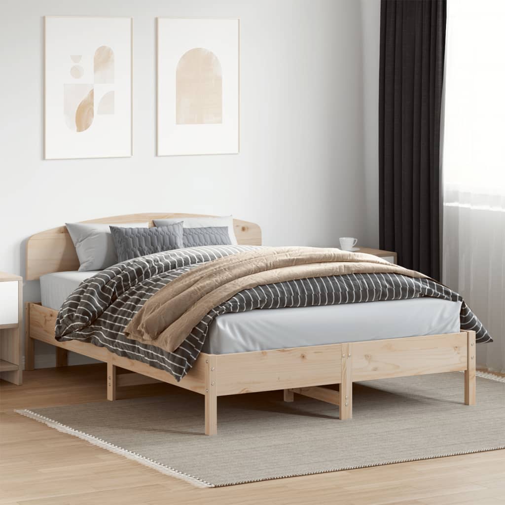 Bed frame without mattress 150x200 cm solid pine wood