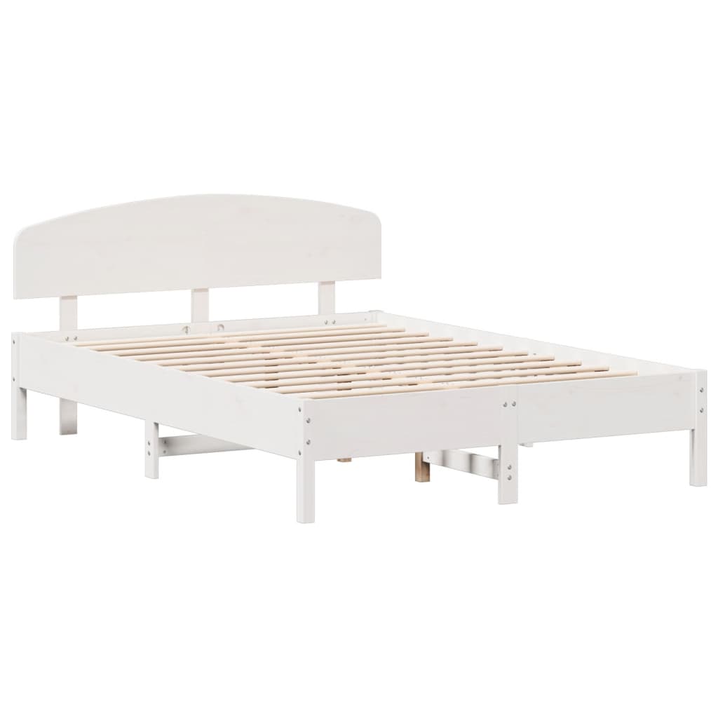 Bed frame without mattress white 150x200 cm solid pine wood