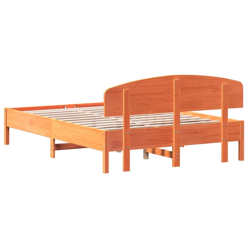 Cadre de lit sans matelas cire marron 150x200cm bois pin massif