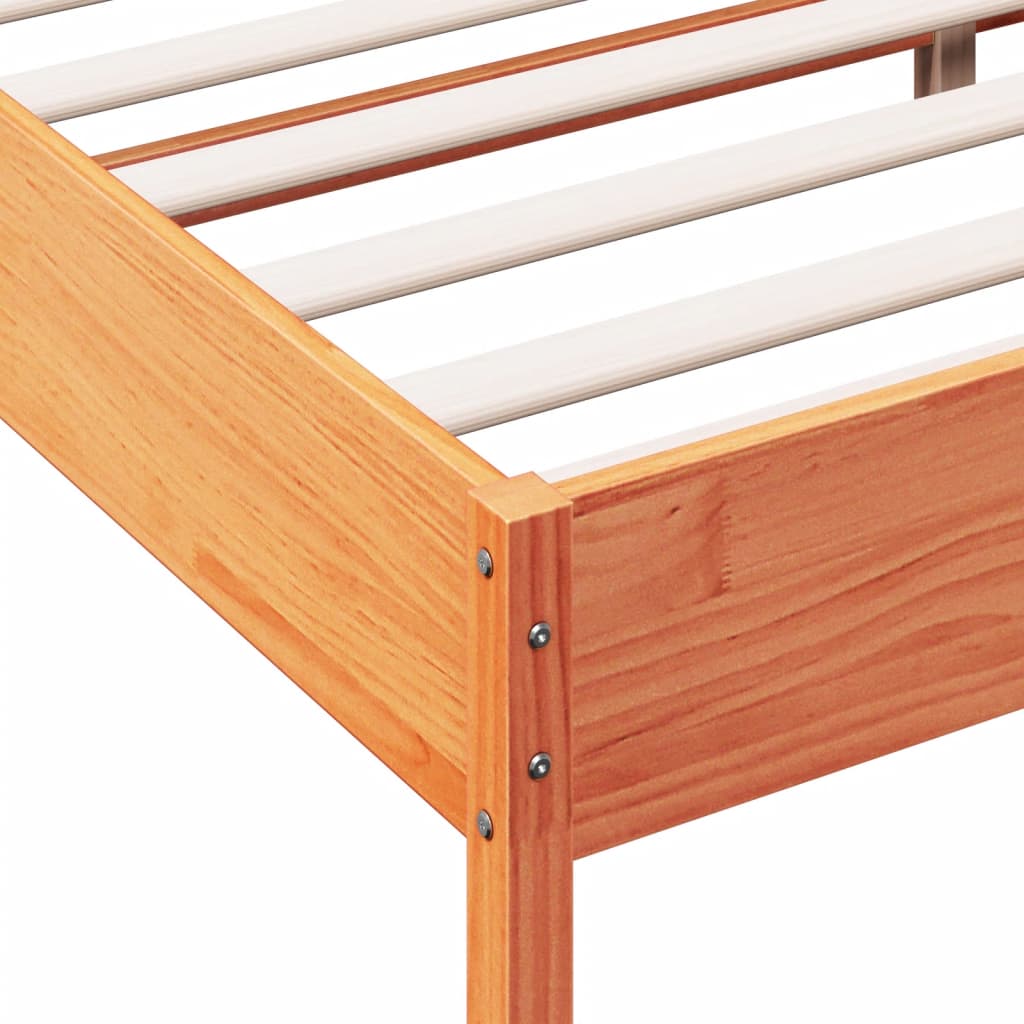 Bed frame without mattress brown wax 150x200cm solid pine wood