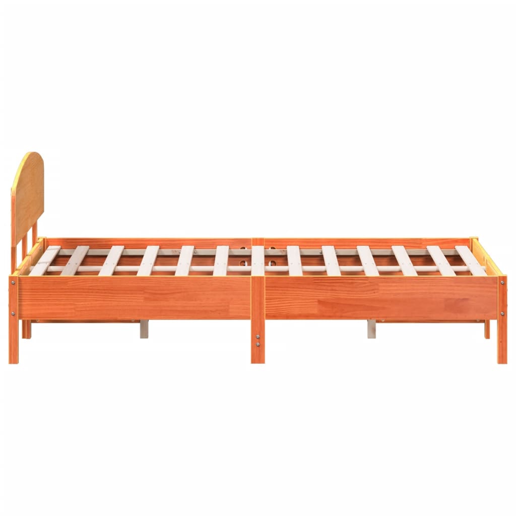 Cadre de lit sans matelas cire marron 120x200cm bois pin massif