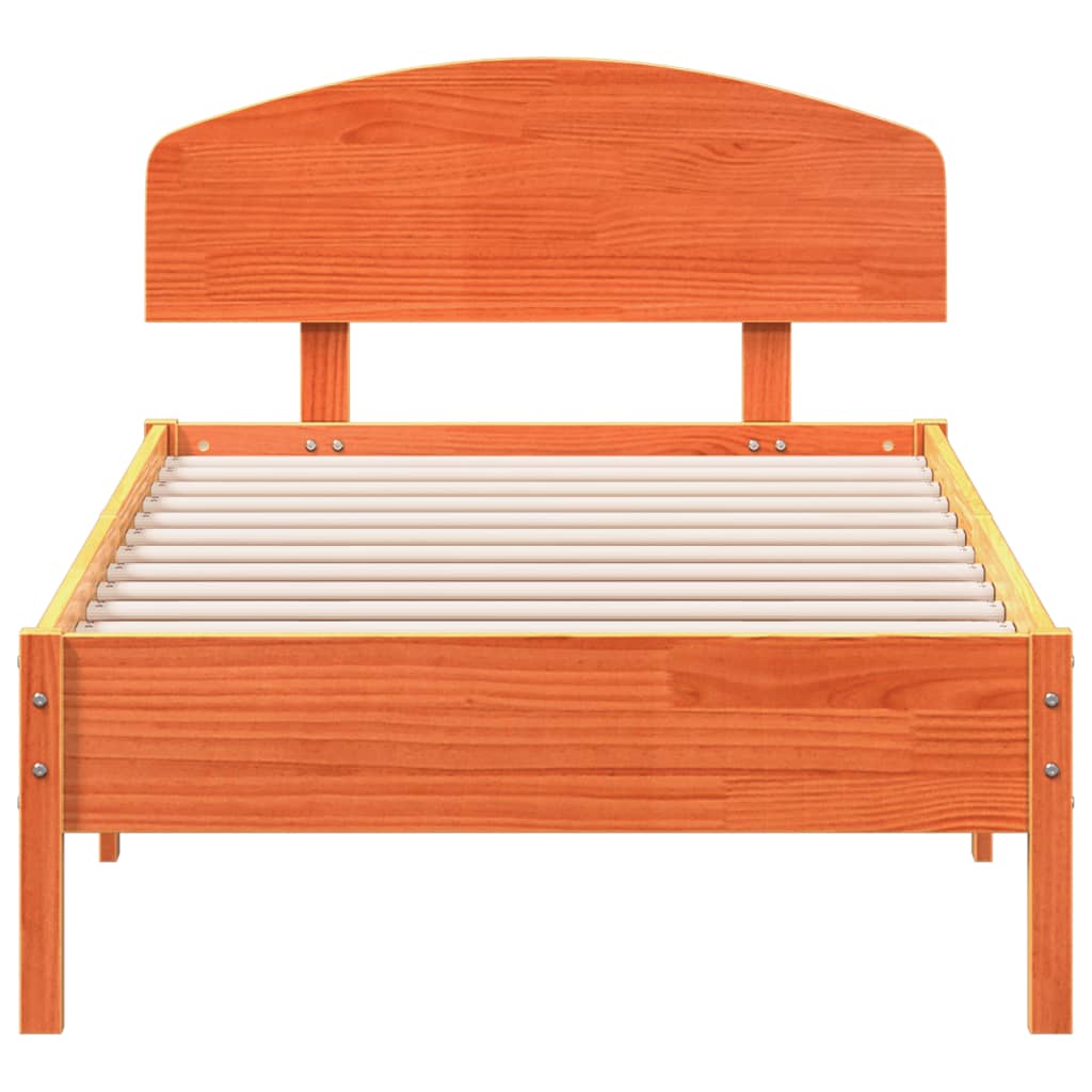 Cadre de lit sans matelas cire marron 100x200cm bois pin massif