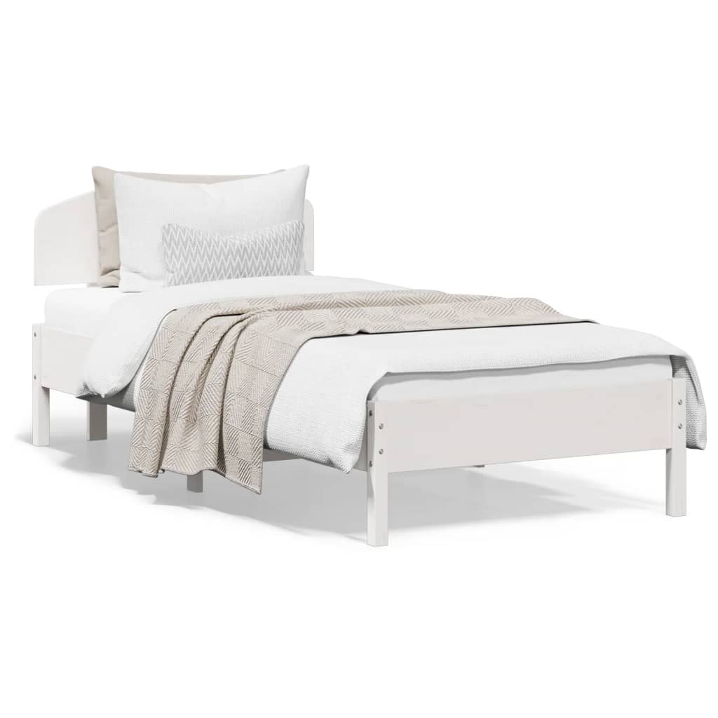 Cadre de lit sans matelas blanc 90x200 cm bois de pin massif