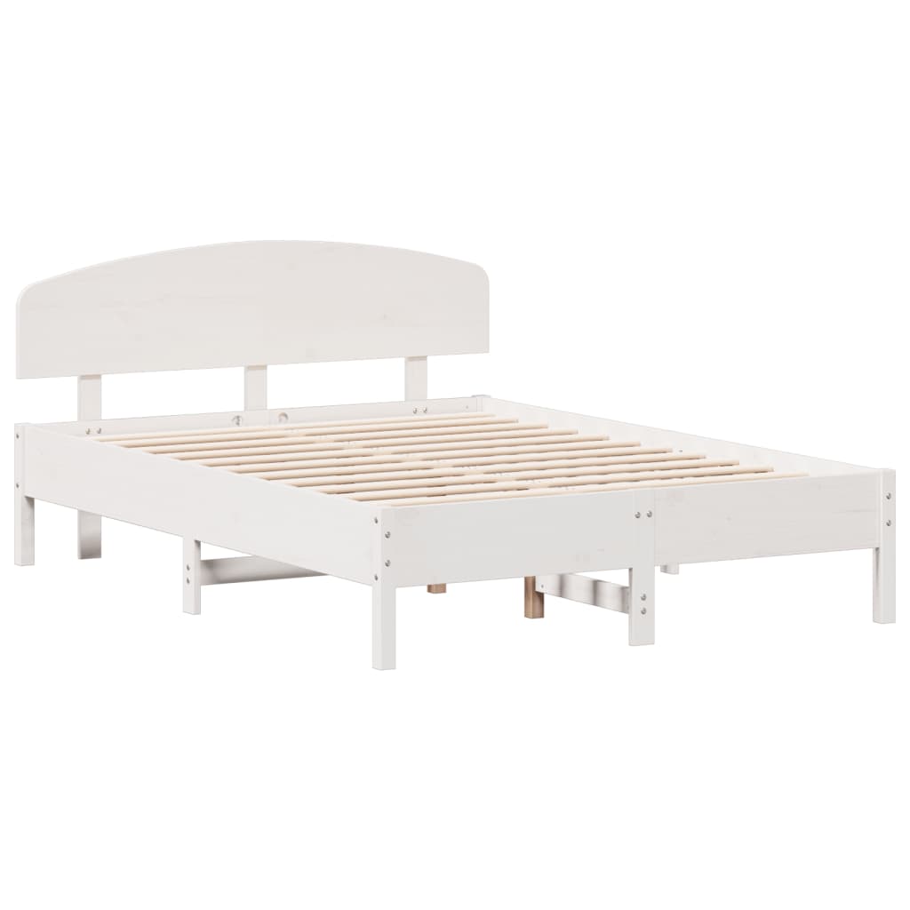 Cadre de lit sans matelas blanc 140x190 cm bois de pin massif