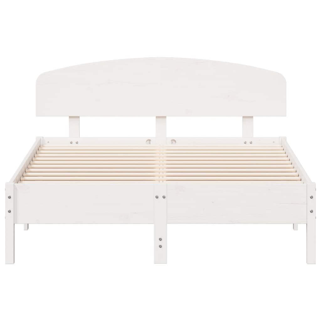 Cadre de lit sans matelas blanc 140x190 cm bois de pin massif