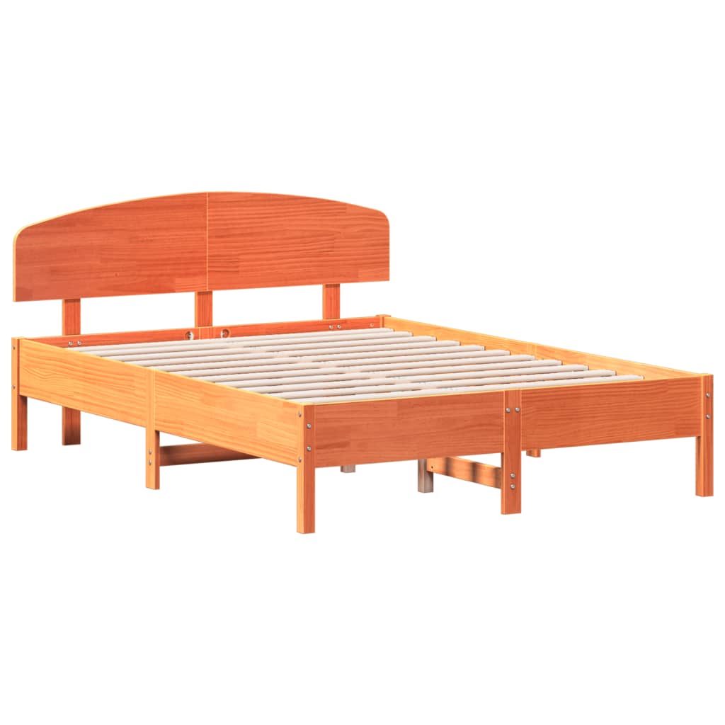 Cadre de lit sans matelas cire marron 140x190cm bois pin massif