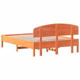 Cadre de lit sans matelas cire marron 140x190cm bois pin massif