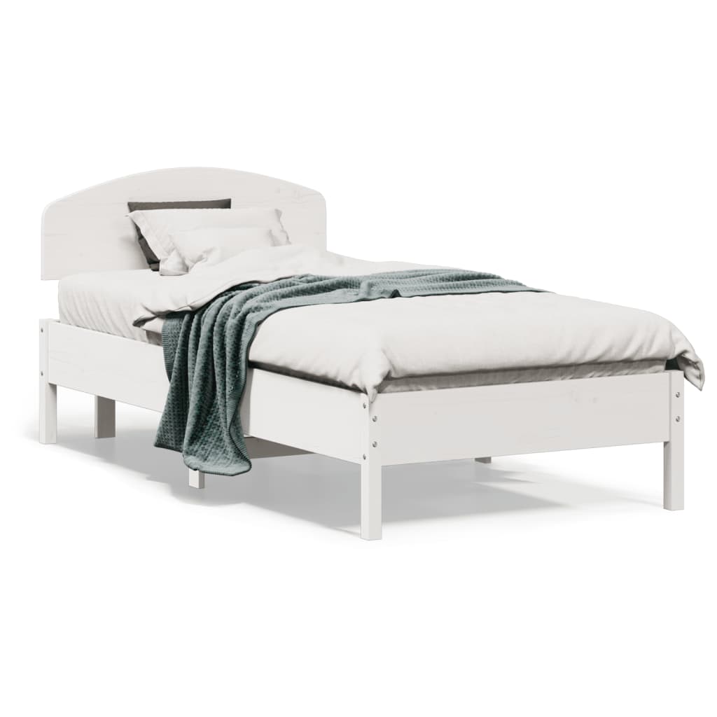 Cadre de lit sans matelas blanc 90x190 cm bois de pin massif