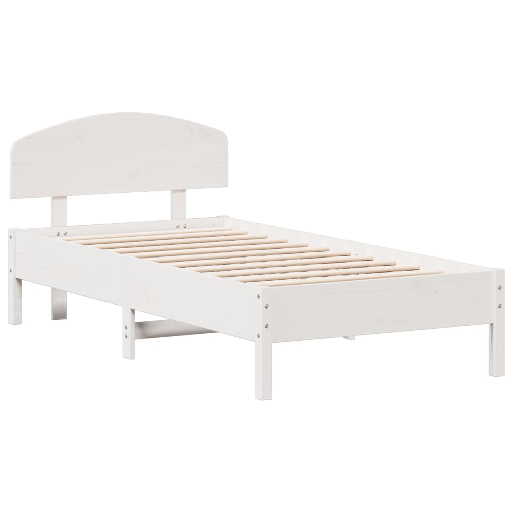 Cadre de lit sans matelas blanc 90x190 cm bois de pin massif