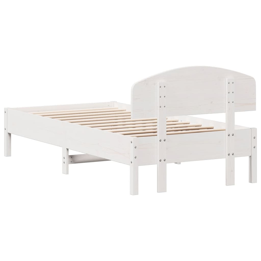 Cadre de lit sans matelas blanc 90x190 cm bois de pin massif