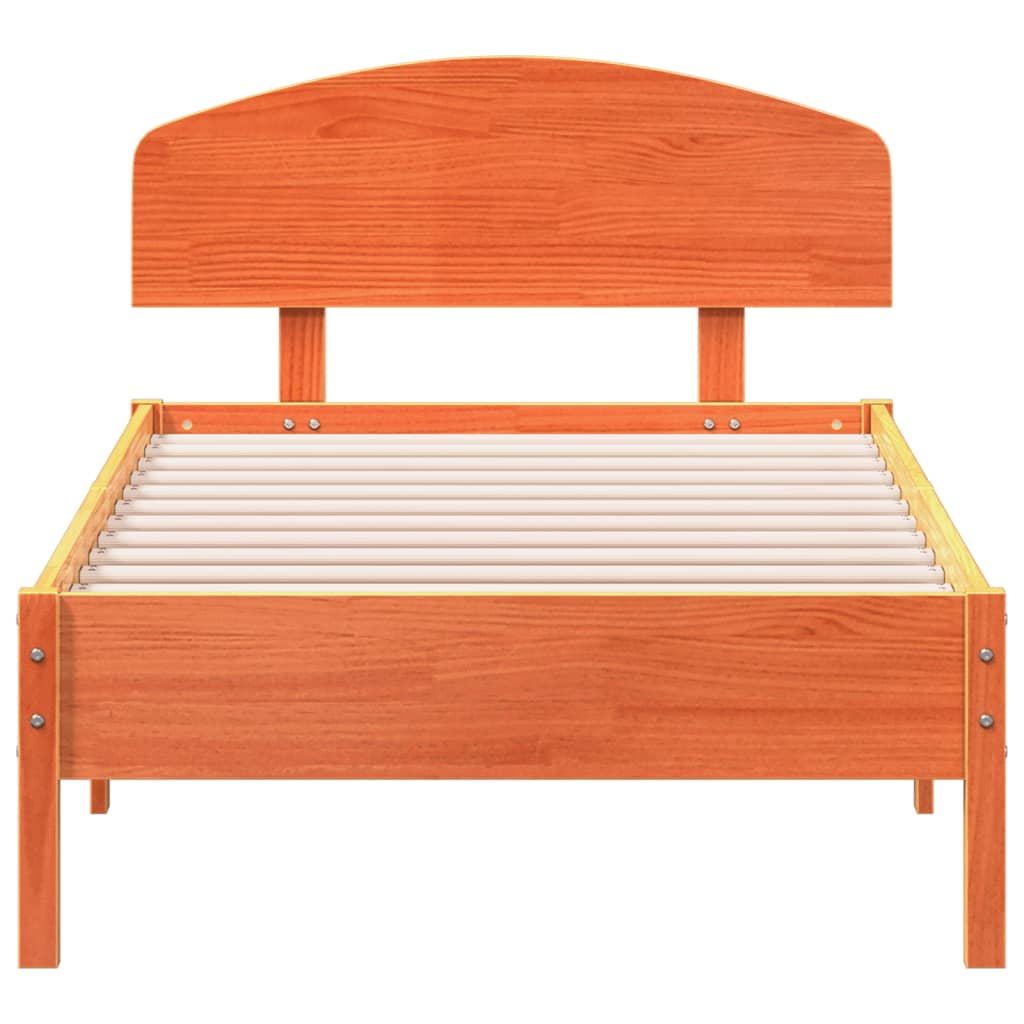 Cadre de lit sans matelas cire marron 75x190 cm bois pin massif