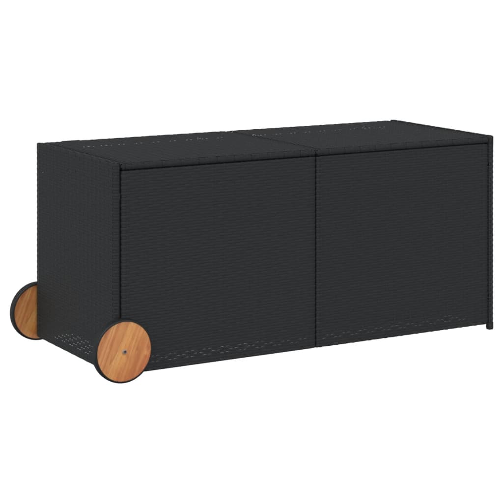 Garden storage box and wheels black 283L woven resin