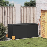 Garden storage box and wheels black 283L woven resin