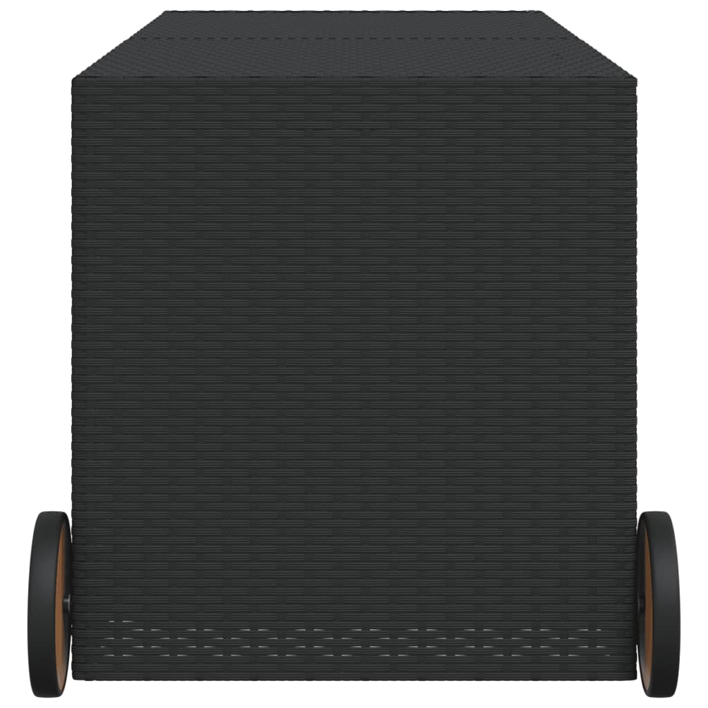 Garden storage box and wheels black 283L woven resin