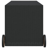 Garden storage box and wheels black 283L woven resin