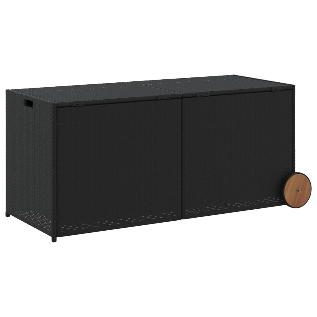 Garden storage box and wheels black 283L woven resin