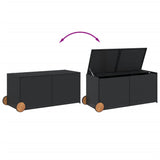 Garden storage box and wheels black 283L woven resin