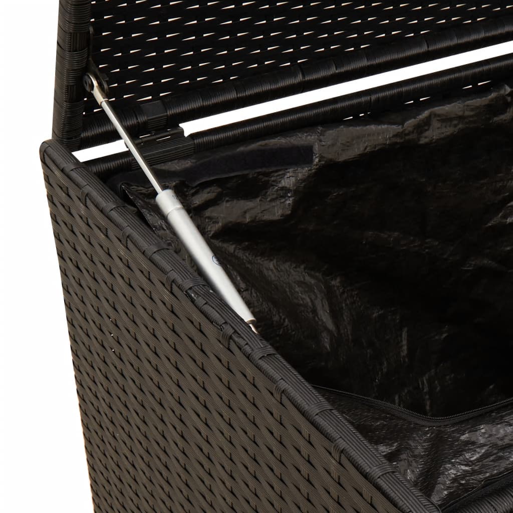 Garden storage box and wheels black 283L woven resin