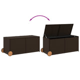 Boîte de rangement de jardin et roues marron 283L poly rotin