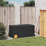 Garden storage box and wheels black 190L woven resin