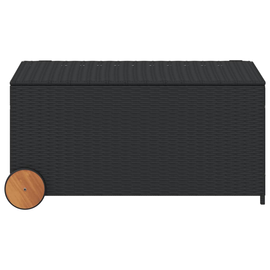 Garden storage box and wheels black 190L woven resin