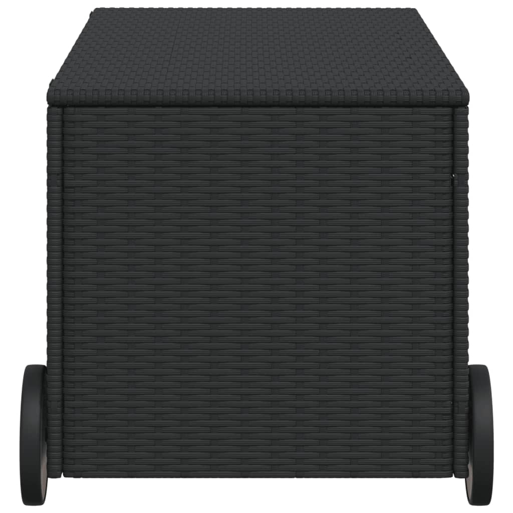 Garden storage box and wheels black 190L woven resin