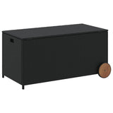 Garden storage box and wheels black 190L woven resin