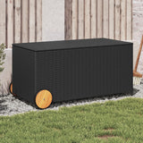 Garden storage box and wheels black 190L woven resin