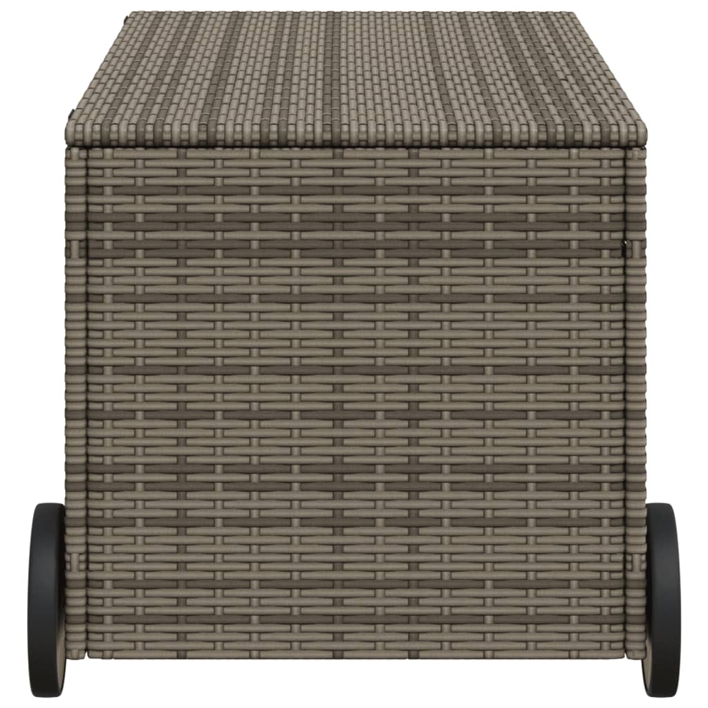 Boîte de rangement de jardin et roues gris 190L résine tressée