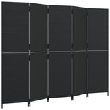 5-panel black resin wicker partition wall