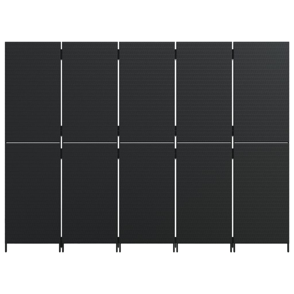 5-panel black resin wicker partition wall