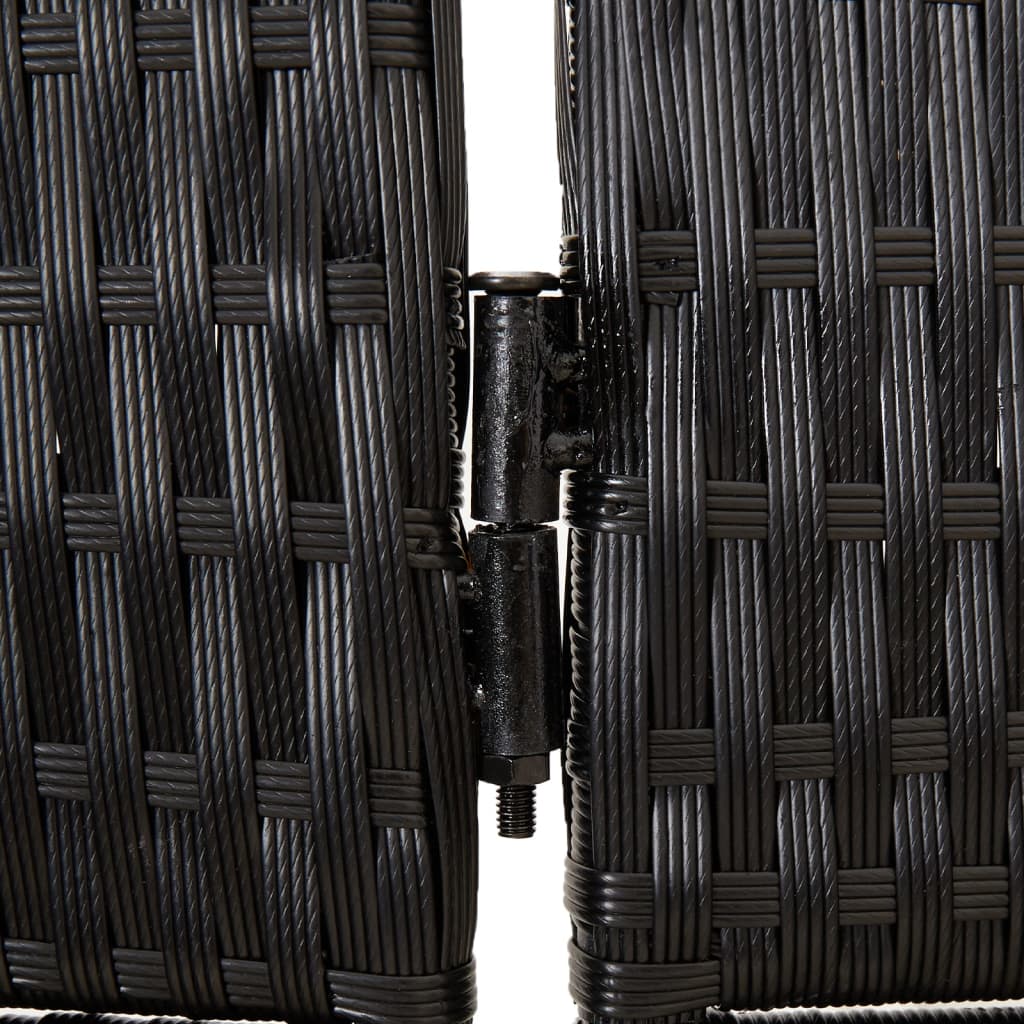 5-panel black resin wicker partition wall