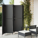 5-panel black resin wicker partition wall