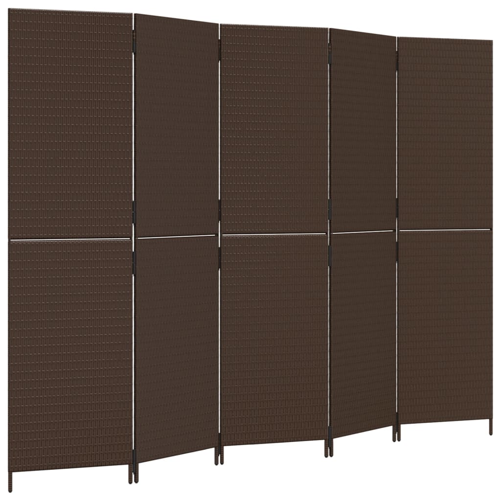 5-panel brown resin wicker partition wall