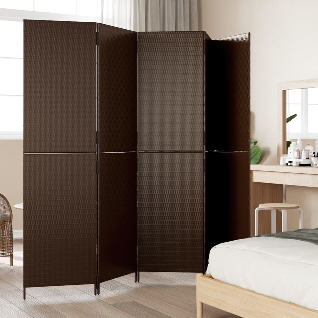 5-panel brown resin wicker partition wall