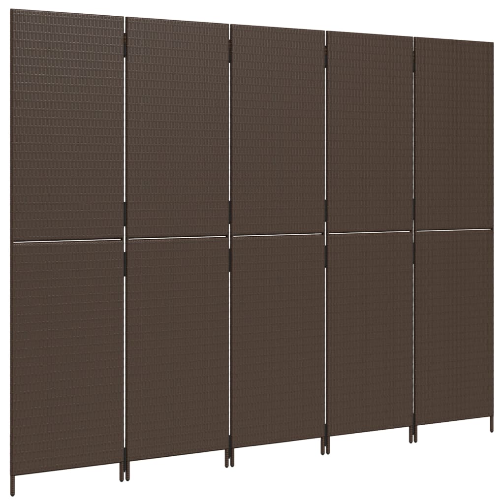 5-panel brown resin wicker partition wall